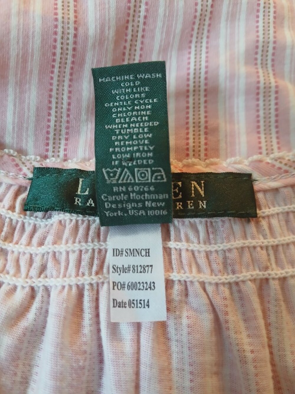 Lauren Ralph Lauren pink striped cotton peasant dress like new size M - Picture 5 of 7